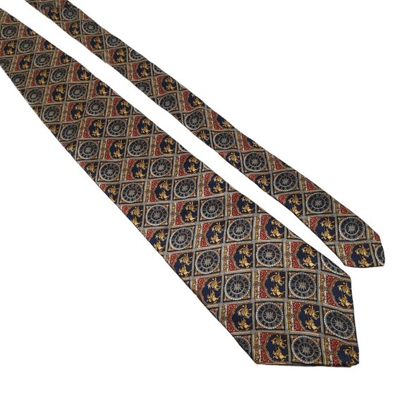 Museum Artifacts Mens Necktie Roman Accessory Office Work Blue Gold Dad Gift - Picture 1 of 5
